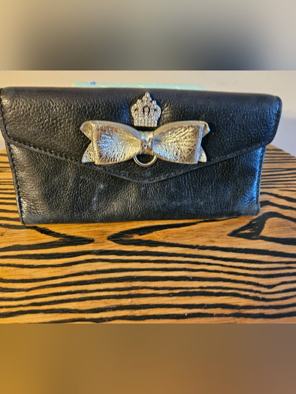 My Flat In London Black Leather Clutch